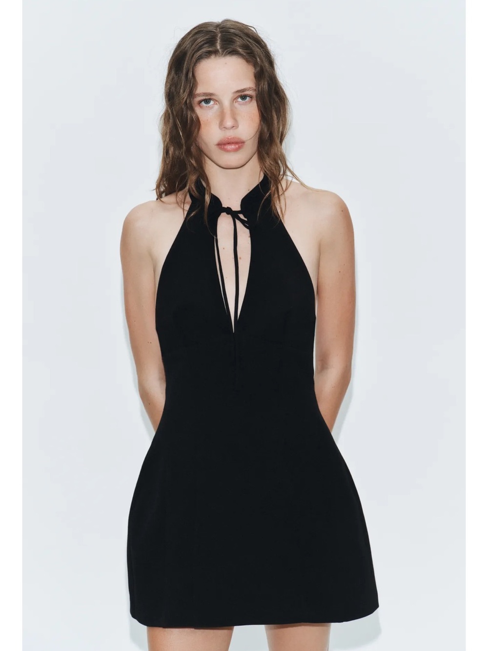 New Zara Black Halter Mini Dress